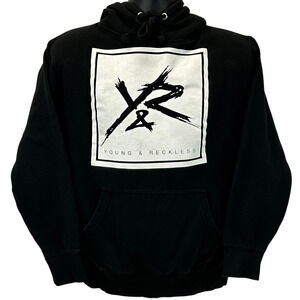 Young & Reckless YR Hoodie Hooded Sweatshirt Streetwear Logo Black S Small